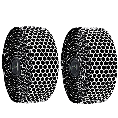 VXM Bike Handlebar Tapes, 2 Rolls per Set, Honeycomb Pattern, Waterproof, Non-Slip, Lightweight, Breathable, for Mountain Bike, Road Bicycle (White)