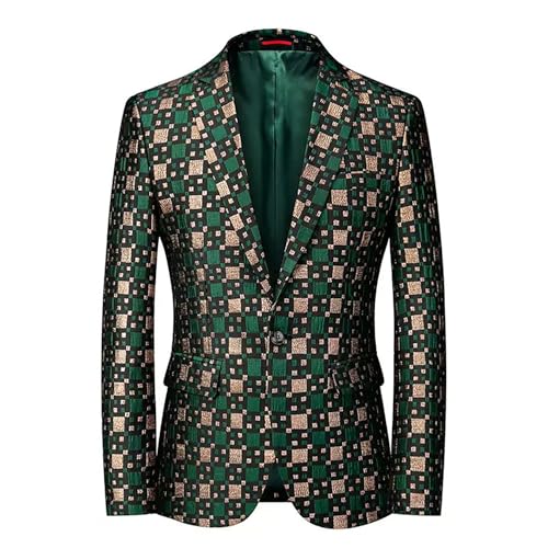 Men's Blazer Jacket Lapel Single Button Stylish Print Suitable for Stage Performances Dinners Business