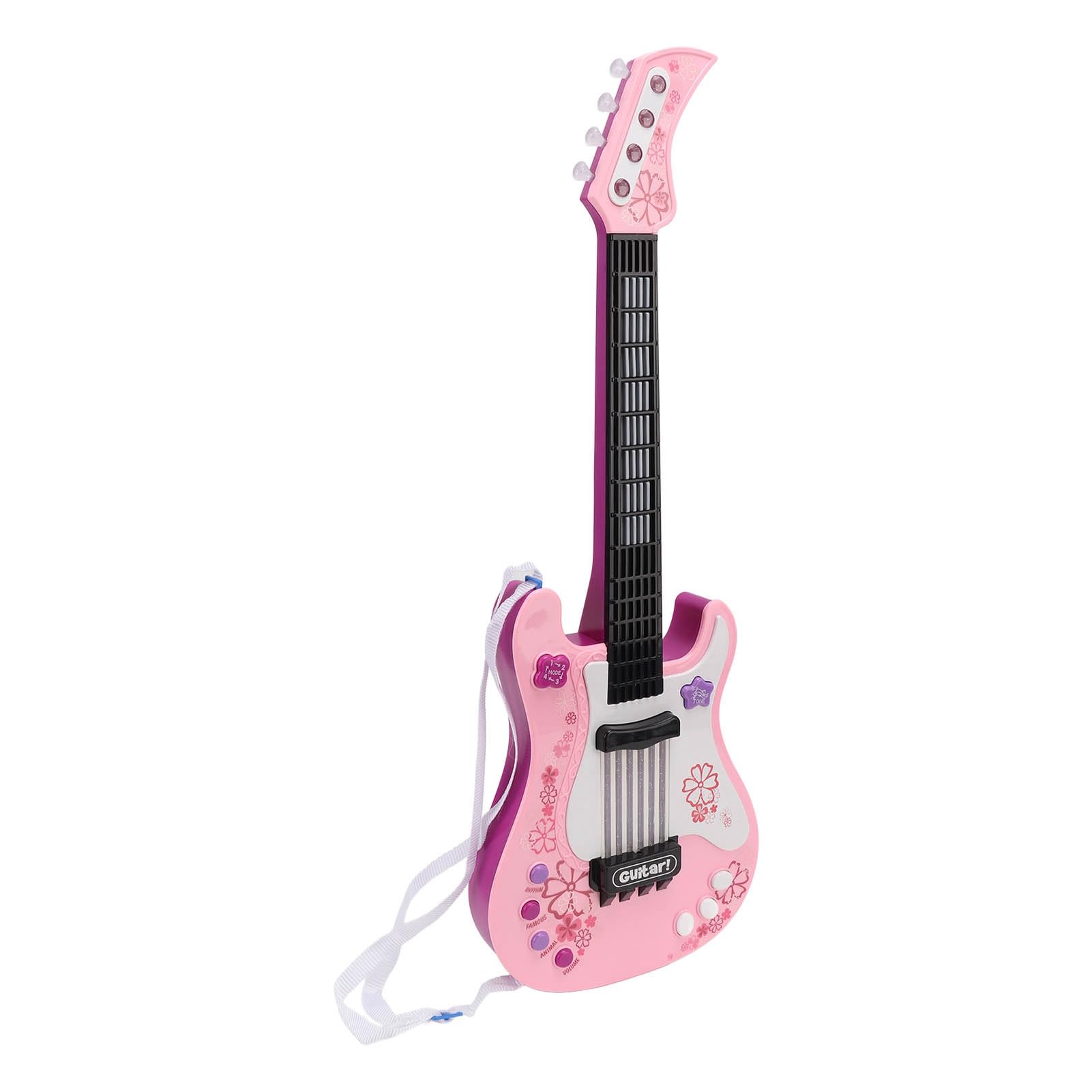 Cosiki Elektroniczna Zabawka Gitarowa, Połączenie Mikrofonowe z Wykrywaniem w Podczerwieni, Oszczędzanie Energii, Symulacja Dzieci, Gitarowa światło, 4 Tryby Gry dla Wczesnej Edukacji (Różowy)