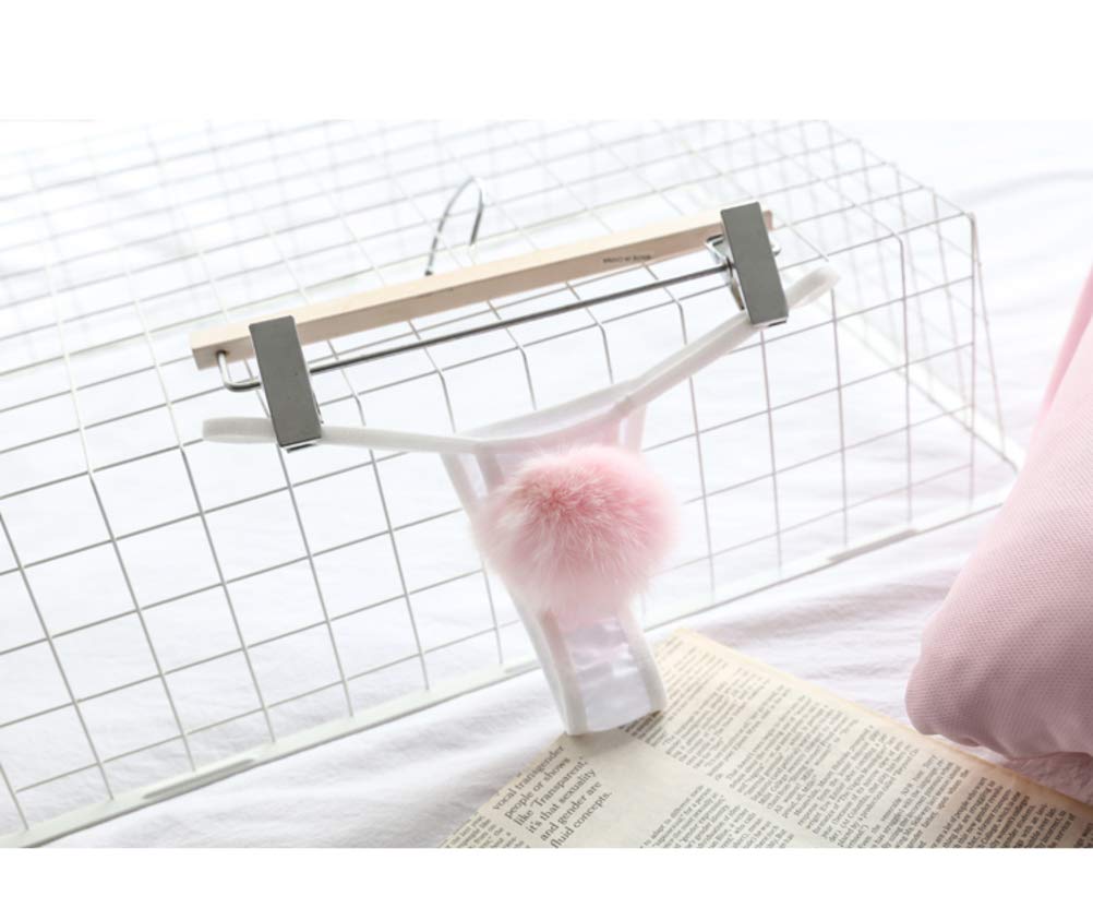 ADESUGATA Womens Thong Pantie Cute Rabbit Tail Low Waist G-String Fur Ball Solid Bikini T-Back Cosplay Bunny Girl Underwear: One Size White,pink