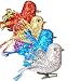 BANBERRY DESIGNS Christmas Bird Ornaments Decorations - Set of 24 Clip-On Birds - Package Includes 6 Red, 6 Blue, 6 Gold and 6 Silver Birds