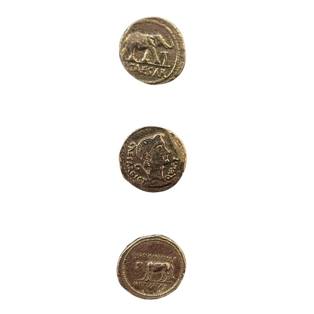 Westair Black And White Julius Caesar Reproduction Coins, Double Sided, 'Elephant' Denarius, 'First Portrait' Denarius, 'Posthumous' Denarius