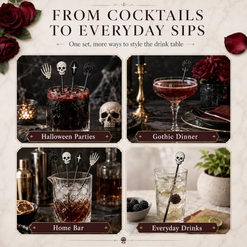 Halloween Cocktail Stirrers,36 Pack, 7.1 Inch (Gothic Mix) - image 9