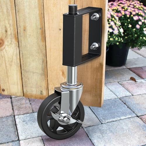 HOLKIE Spring Loaded Gate Wheel, Swivel Caster Wheels for Wooden Gate and Fence, Max Load Capacity 220LBS