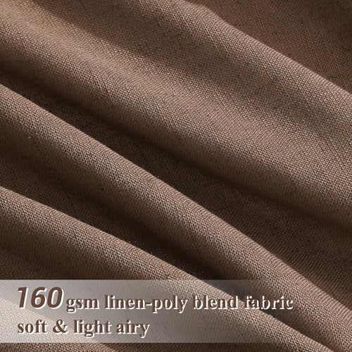 Image of Joywell Linen Curtains 84 Inches Long for Living Room Caramel Brown