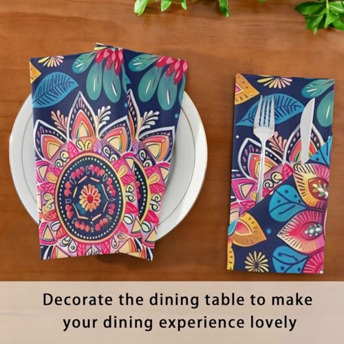 Servilletas de Tela Boho Multicolor Mandala Floral Pack 6 miniatura 7