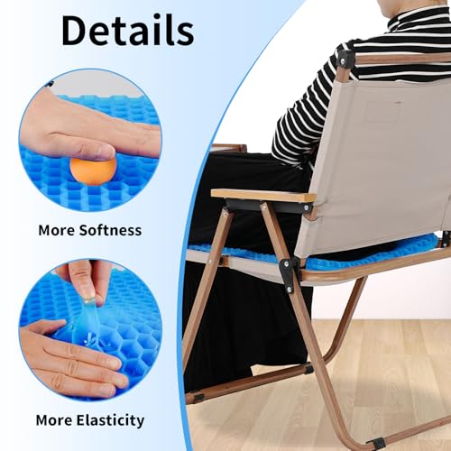 Image of Ergonomic Gel Seat Cushion for Long Sitting, Tailbone and Coccyx Pain Relief, Office Chair Comfort, Wheelchair Pad, Chair Cushion for Back Support, Comfort Wheelchair Seat Cushions (Blue)