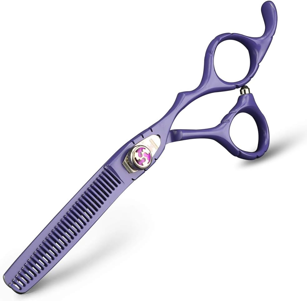 6 Inch Professional Hair Cutting Scissors Thinning Scissors Shear Hairdressing Barber Salon Tool Japan 440C Spring Piece Adjustment Hair Scissors (Purple 2pcs)