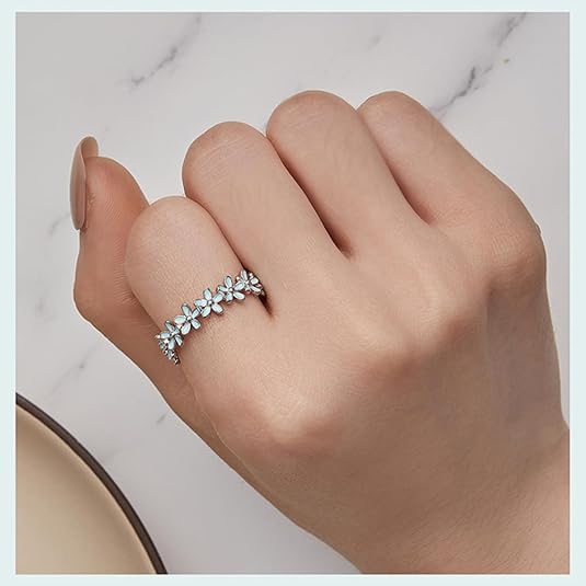 Amazon.com: Dainty Daisy Rings 925 Sterling Silver Blue Tiny  