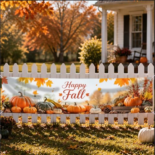 Image of Nuxovilar Happy Fall Banner,78.7 inchx17.7 inch Polyester