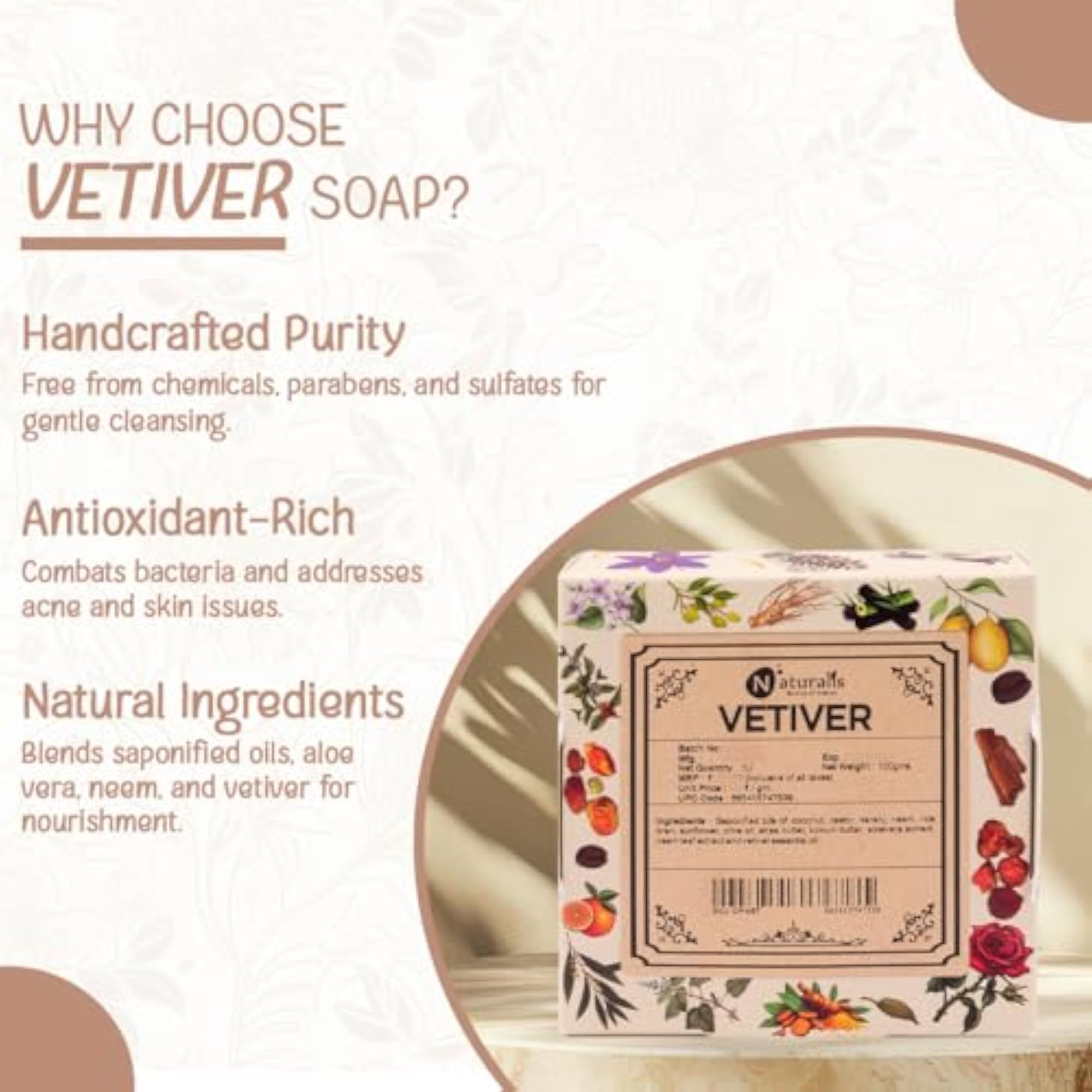 Vetiver Handmade Cold-Pressed Soap with Pure Vetiver Oil