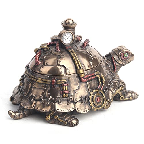 Veronese Design Resin Decorative Boxes Amazingly Detailed Steampunk Tortoise Trinket Box 6.75 X 4 X 4 Inches Bronze #TOP5