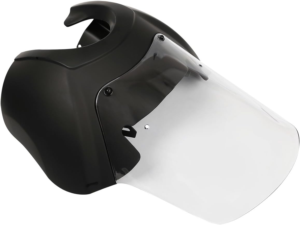 XMT-MOTO Matte Black Front Headlight Fairing Cover with Clear 15" Windscreen Fit for Harley Davidson Dyna Street Bob T-Sport