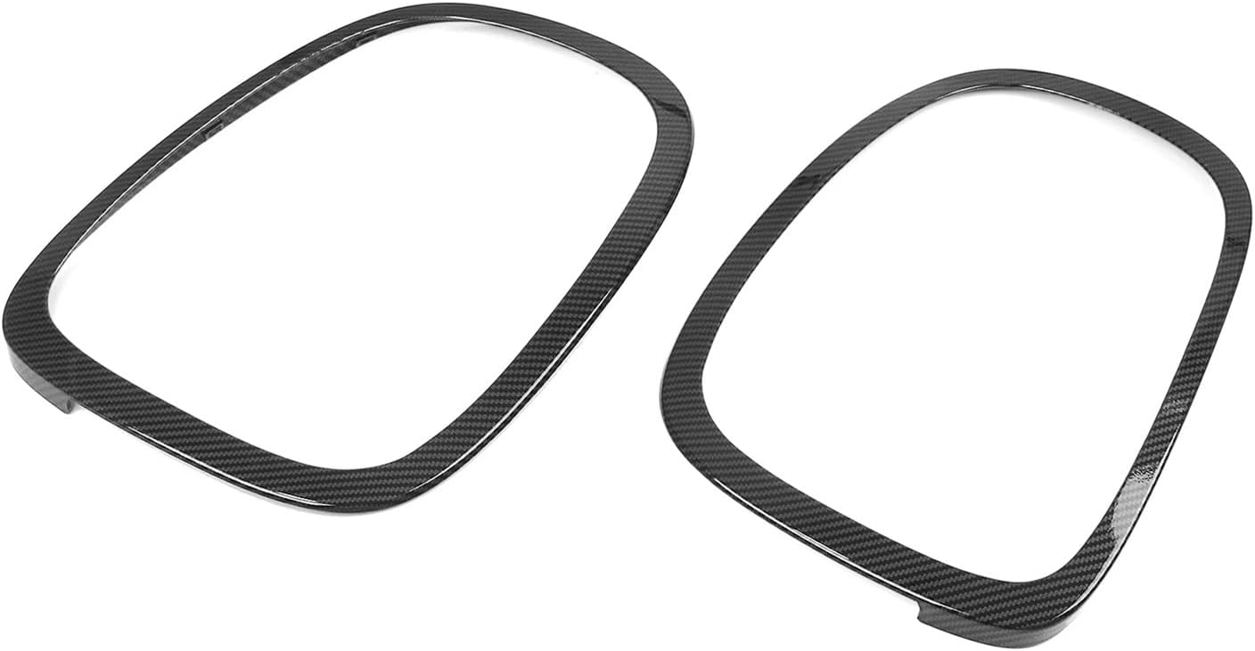 Compatible For Mini Cooper S F55 F56 F57 2014-2021 Upper Bumper Hood Grille Grill Frame Front + Rear Lamp Light Cover Trim Headlight Bezel(Carbon Fiber Look)