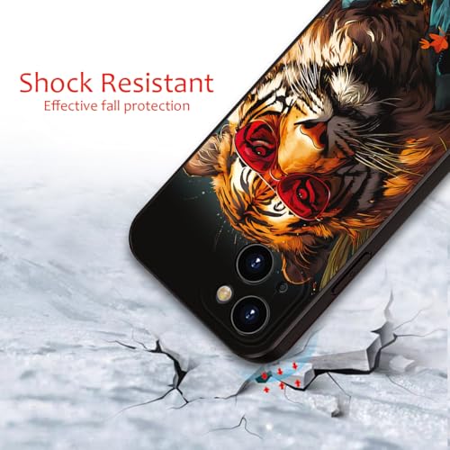 Printed with Tiger for iPhone 14 case, Fashionable Unique Tiger Eyewear Design Silicone Soft Shockproof case,showcasing Personal Charm (A1- Tigers-Animal)