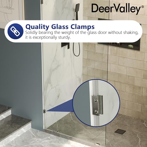 Image of DeerValley 36 inchx78 inch Frameless Shower Glass Panel, 3 /8'' (10mm) Fixed Glass Shower Panel, Tempered Glass Door, Bathroom Shower Screen with Hardware (Silver)