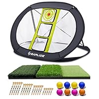 SAPLIZE Golf-Chipping-Netz, mit Faltbarer Schlagmatte, Golfbällen und Bambus-Golf-Tees für Indoor/Outdoor/Hinterhof-Übungen