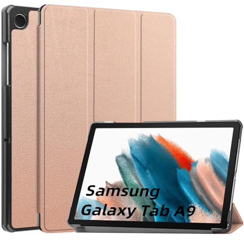Kepuch Custer Case for Samsung Galaxy Tab A9 8.7" SM-X115 SM-X110,Ultra-Thin PU-Leather Hard Shell Cover - Rose Gold