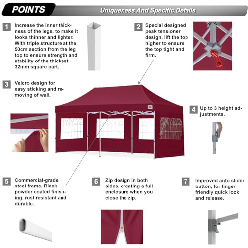 Image of ABCCANOPY Pop up Canopy Tent with Elegant Church Window 8X16,Burgundy