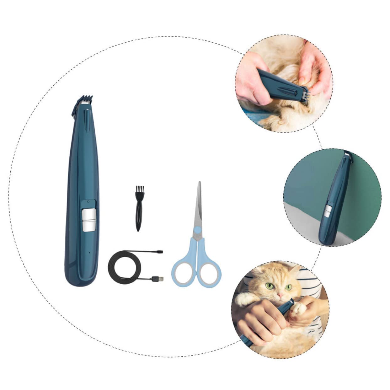 Angoily Tagliacapelli Elettrico per Cani e Gatti Rasoi per Zampe di Animali Domestici Dispositivo per Toelettatura Ricaricabile Tramite USB Design Silenzioso
