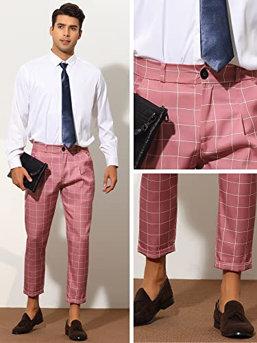 Lars Amadeus Plaid Dress Pants for Men's Cropped Ankle Length Business Trousers4