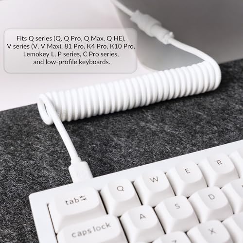 Image of Keychron Custom Coiled Aviator USB Cable - White