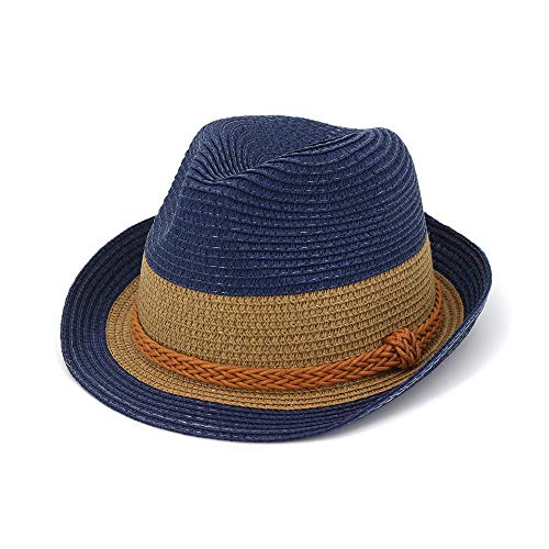 XYAL-Hats Xingyue Aile Chapeaux de Chapeau et de Cow-Boy, Chapeau de Soleil en Paille à Rayures Orange tressé, Chapeau de Jazz for Femme, Chapeau de Paille Parent-Enfant (Color : 1, Size : 56-58cm) Cover