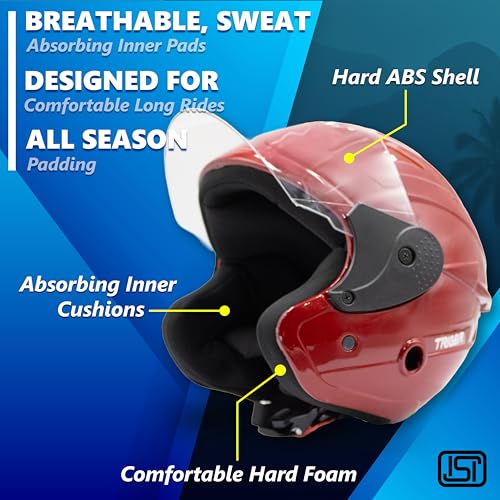 Image of Cortex TRIGER Half Face Helmet Glossy Finish with Scratch Resistant Polycarbonate Visor, Hard ABS Shell Helmet for Men and Women | Clear Visor, Lightweight