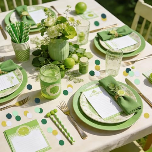 Image of 200Pcs Glitter Green Gold White Table confetti,Paper Circle Dots Confetti for Birthday Party Halloween Bachelorette Wedding Baby Shower Graduation Decorations