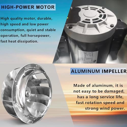 Image of Roof Ventilator Restaurant Hood Grease Rated Exhaust Fan Direct Drive Centrifugal Upblast Exhaust Fan 1.5HP 5000 CFM 110 Volt Single Phase Motor