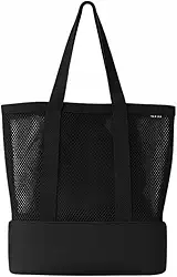 Bolsa de Praia em Rede com Compartimento Térmico Gelado/Quente, Sacola de Microfibra para Verão Mar Piscina Piquinique