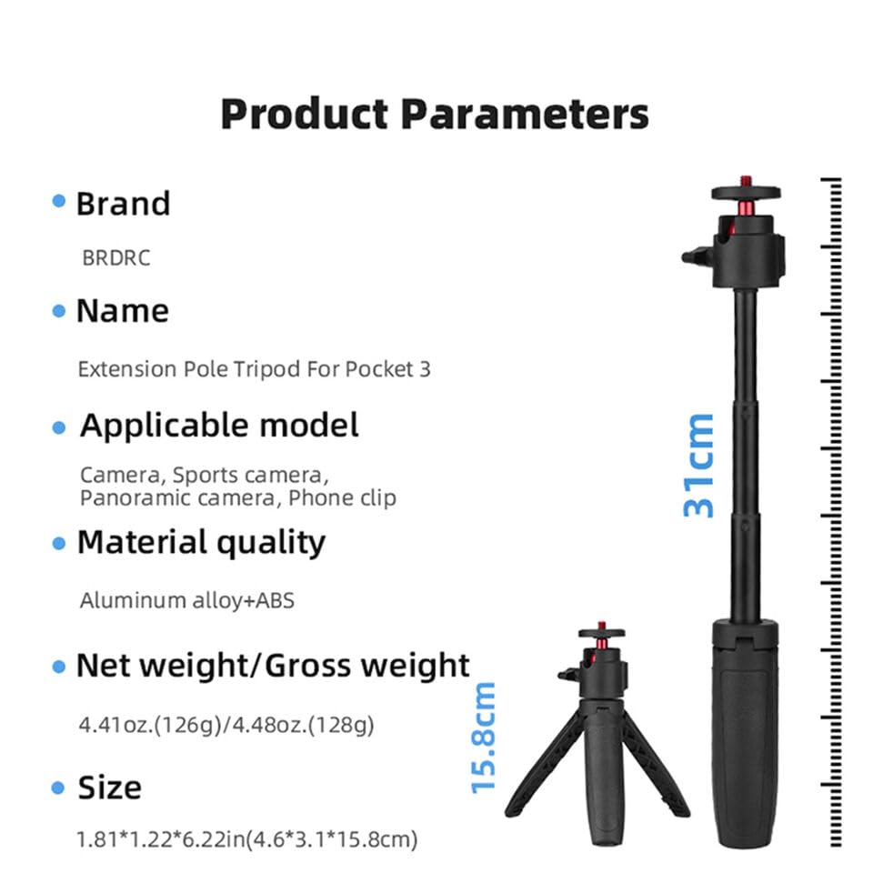 Extension Pole Tripod Extended Selfie Stick Accessories Fit for DJI OSMO POCKET3