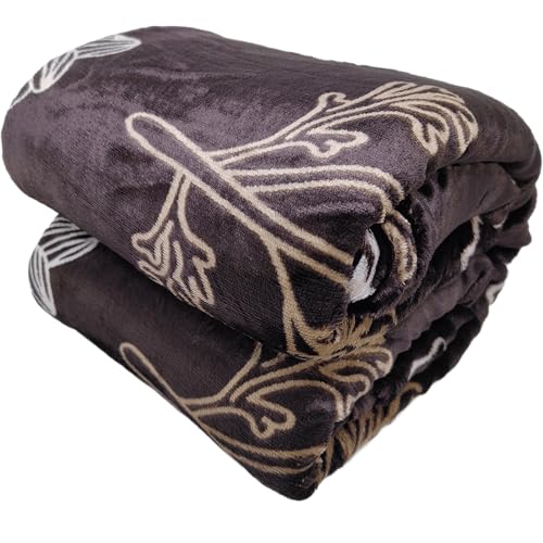 Image of Winter Premium Flannel Velvet Warm Duvet Cover Quilt Cover | Rajai Cover | Blanket Cover | Comforter Cover Single Size 60x100 inches Woollen (Brown Golden Leaf, Single Bed)