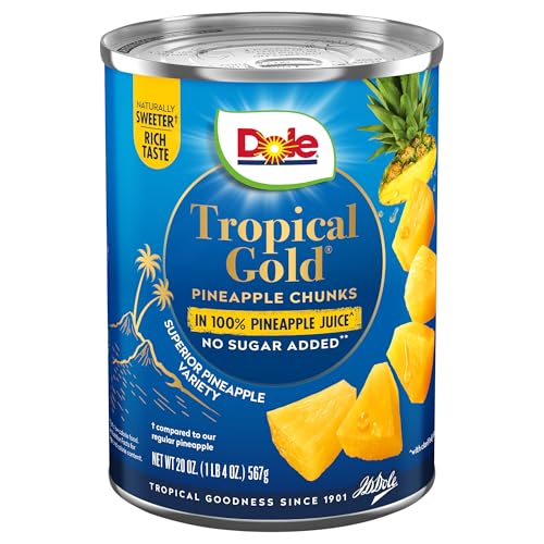 Dole Canned Fruit, Tropical Gold Pineapple Chunks in 100% Pineapple Juice, Gluten Free, Pantry Staples, No Sugar Added, 20 Oz, 6 Count - Thumbnail 3
