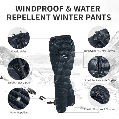 Image of Naturehike Down Pants,Men's Women's Puffy Pants,Winter Warm Outdoor Men Women Ski Snow Pants,Camping Hiking Pants