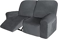 Vista 9 de 4 fundas de terciopelo para sofá reclinable, fundas elásticas para sofá reclinable de un solo asiento con bolsillo lateral, funda para asientos