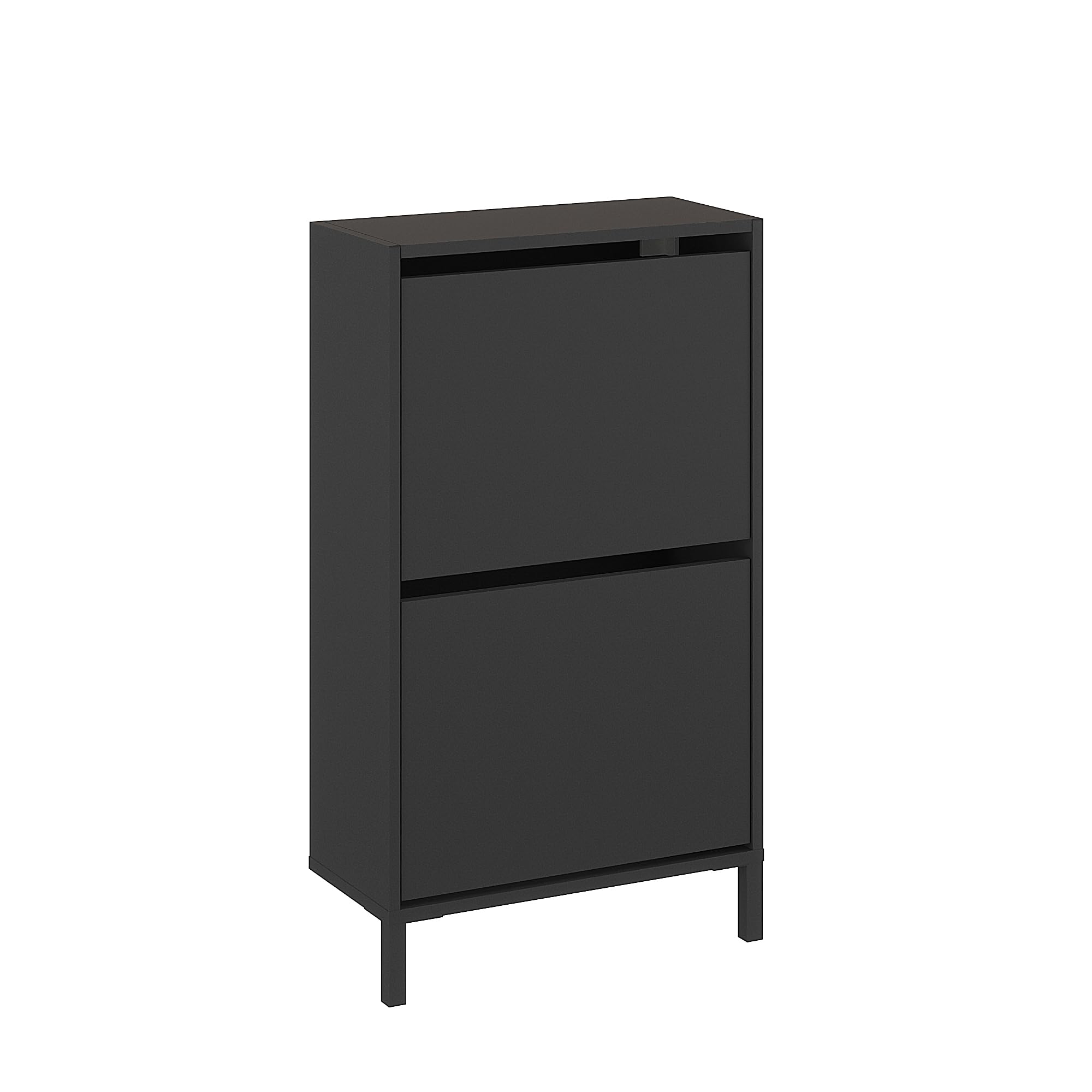 KOMTO Szafka Na Buty Antracyt Wąska – Szafka Uchylna Na Obuwie Z 2 Klapami, Komoda Na Buty, Organizer Do Przedpokoju| Trek 55 X 25 X 96 Cm
