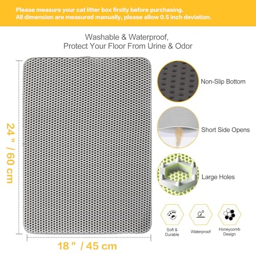 Tapete de caixa de areia para gatos, camada dupla de colmeia fácil de limpar tapete de areia de gato