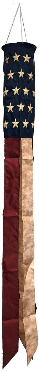 Briarwood Lane Tea Stained USA Applique Windsock Patriotic American Flag Embroidered 60 L