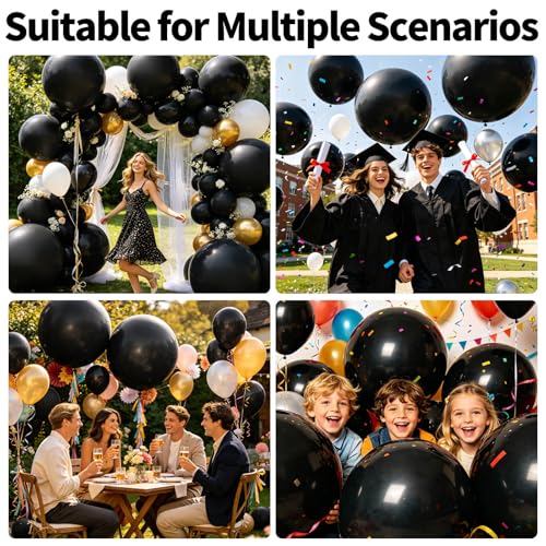 Image of 5Pcs Black Big Balloons 36 Inch, Round Large Latex Party Balloons for Birthday Wedding Decorations