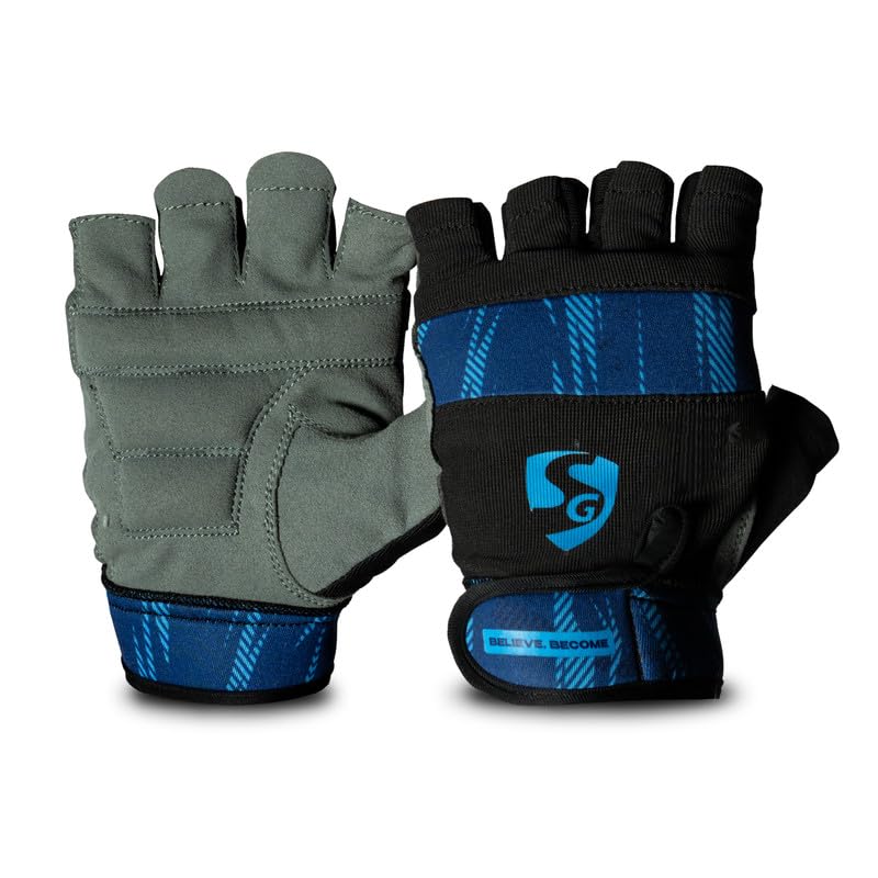 SG Blaze Workout Gloves for Gym | Weightlifting Gloves with Soft Grip, Wrist Support & Anti-Slip PU Palm | Half Finger Training Gloves for Men & Women, Crossfit & Cycling