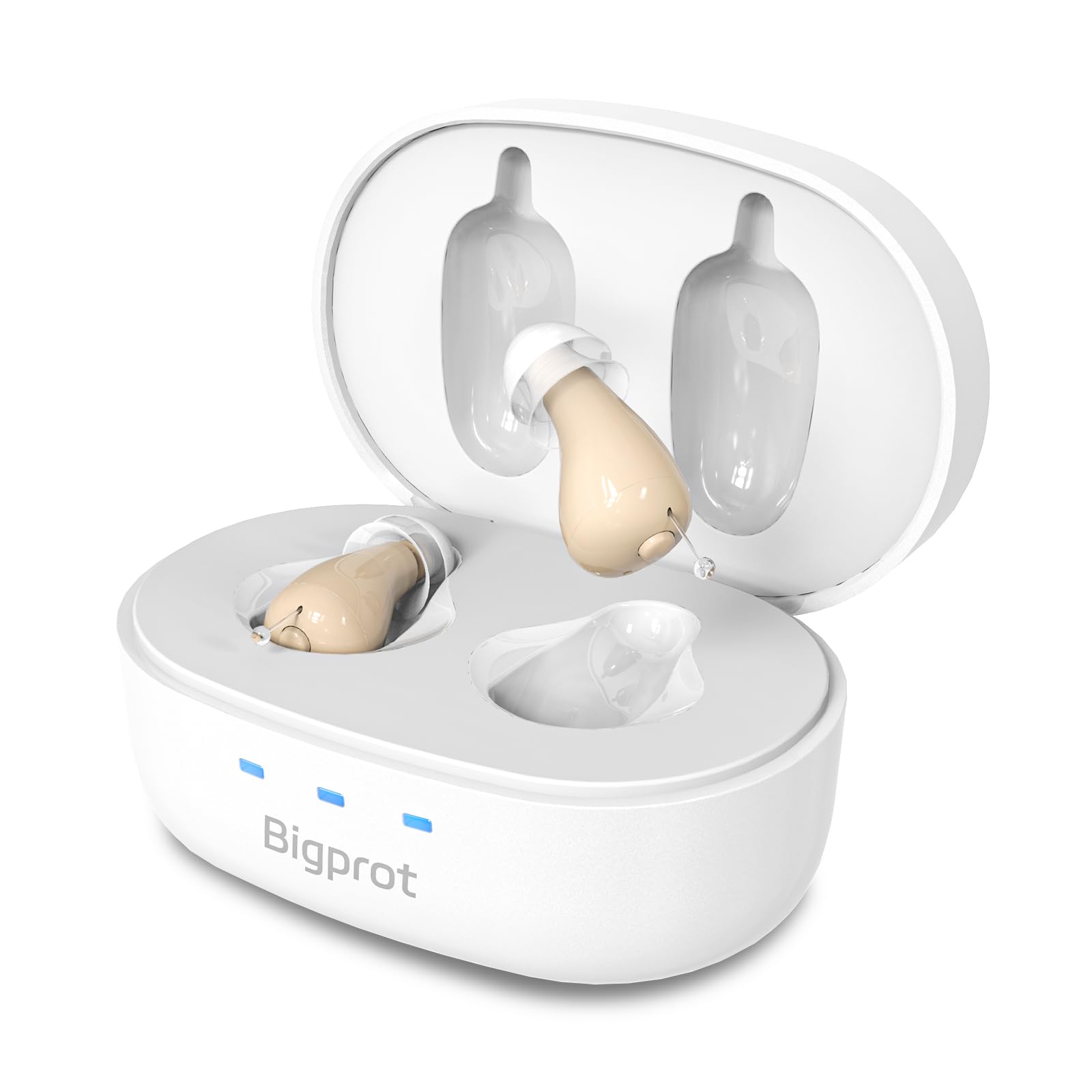 Rechargeable OTC Hearing Aids for Seniors, Digital Hearing Aids with Noise Cancellation & Feedback Suppression, Discreet Mini In-Ear Design with Simple Button Control, Magnetic Charging Case, 100H Use