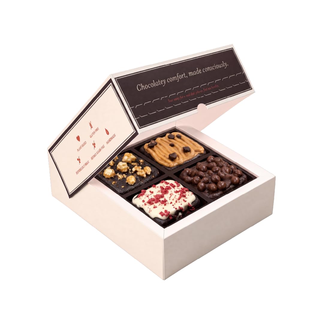 The Cinnamon Kitchen Assorted Gourmet Brownie Gift Box | 4 Premium Brownie Flavours | Gluten-Free | Refined Sugar-Free | Plant-Based | Handmade | PCOS-Friendly | Gift Box-image-45