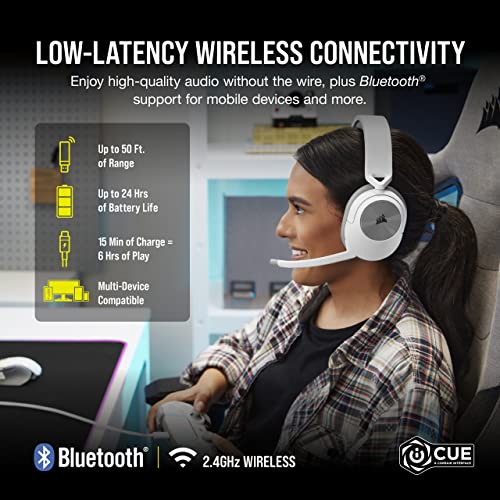 Corsair HS55 Wireless Multiplatform Lightweight Gaming Headset – White - image 2