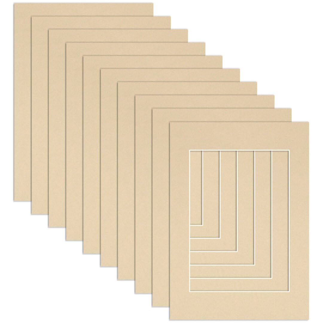 Procut Global A3 Ivory Picture Mounts to Fit A4 Aperture - Precision Cut Cardboard Photo Mount - Ideal for Frames, Prints, Artwork & Certificates - Sizes & Colours Available - 10 Pack