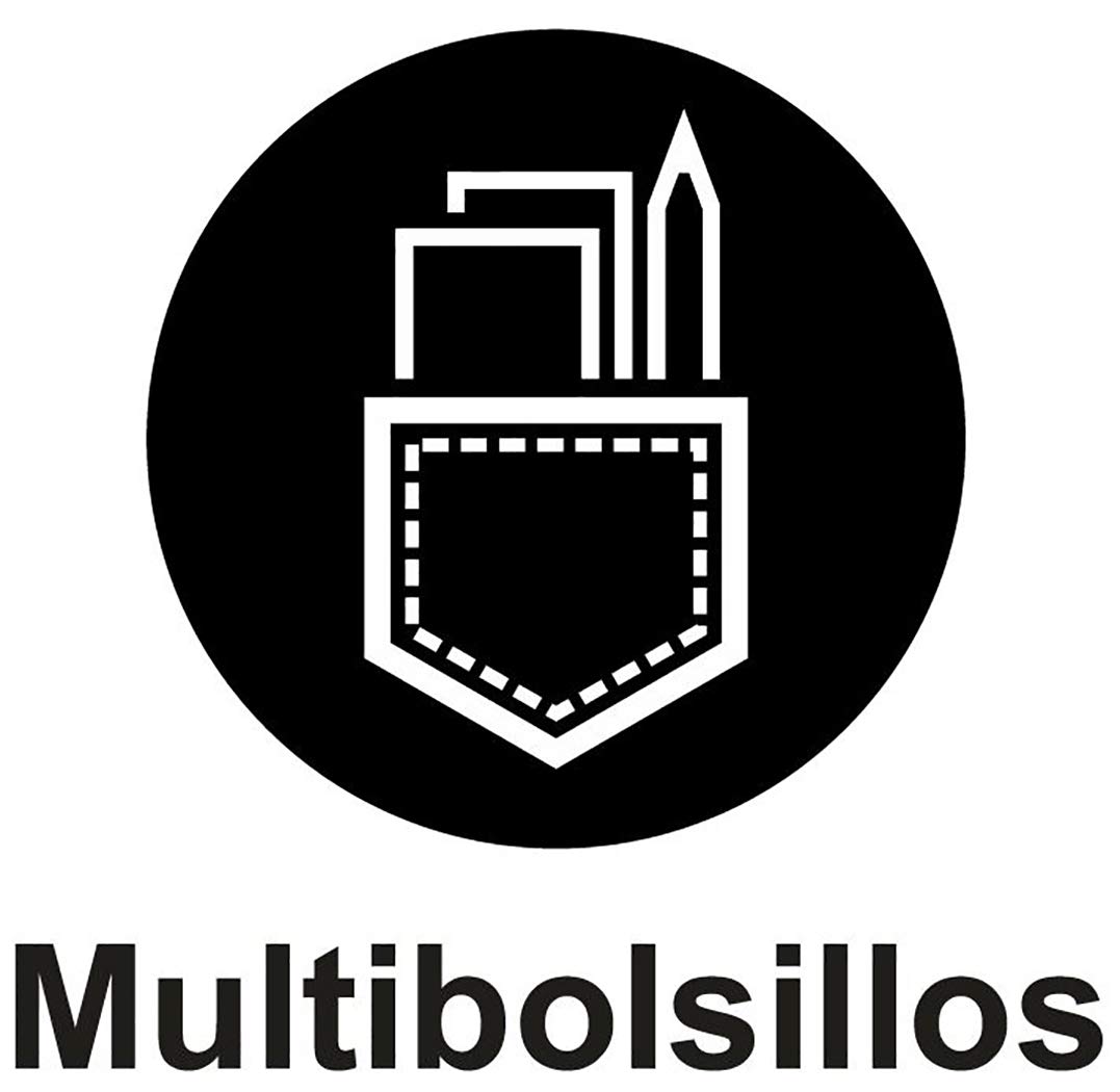 WORKTEAM Pantalón de Trabajo Multibolsillos Corte Recto Cintura Elástica