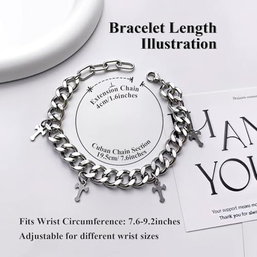 Pulsera cruz de acero inoxidable ajustable para hombre y mujer miniatura 4