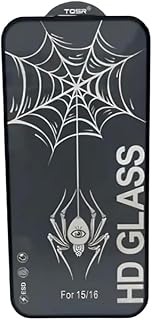 TOSR HD Glass Full Coverage Screen Protector With Black Edges Compatible For iPhone 15/iPone 16- Clear Black