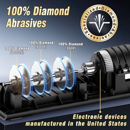 Image of VIDOME Professional Electric Knife Sharpener, Champagne Gold | 100% Diamond Abrasives, 3-Stage Precision Angle Guides, For Kitchen Straight Edge Knives, For Ceramic Knives