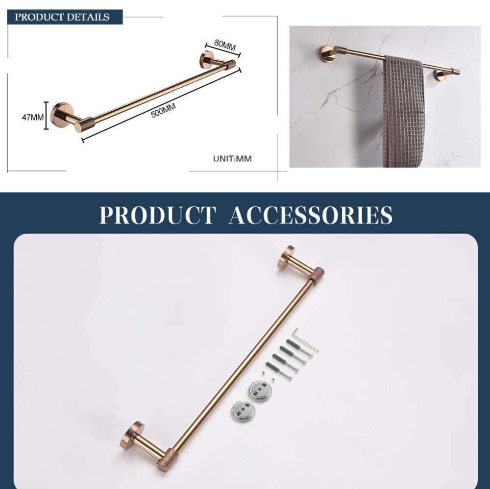 Perchero de pared de acero inoxidable dorado rosa, 4 piezas, juego de accesorios de baño, soporte para papel higiénico y toallero, elegante decoración del hogar, artículos esenciales modernos para el